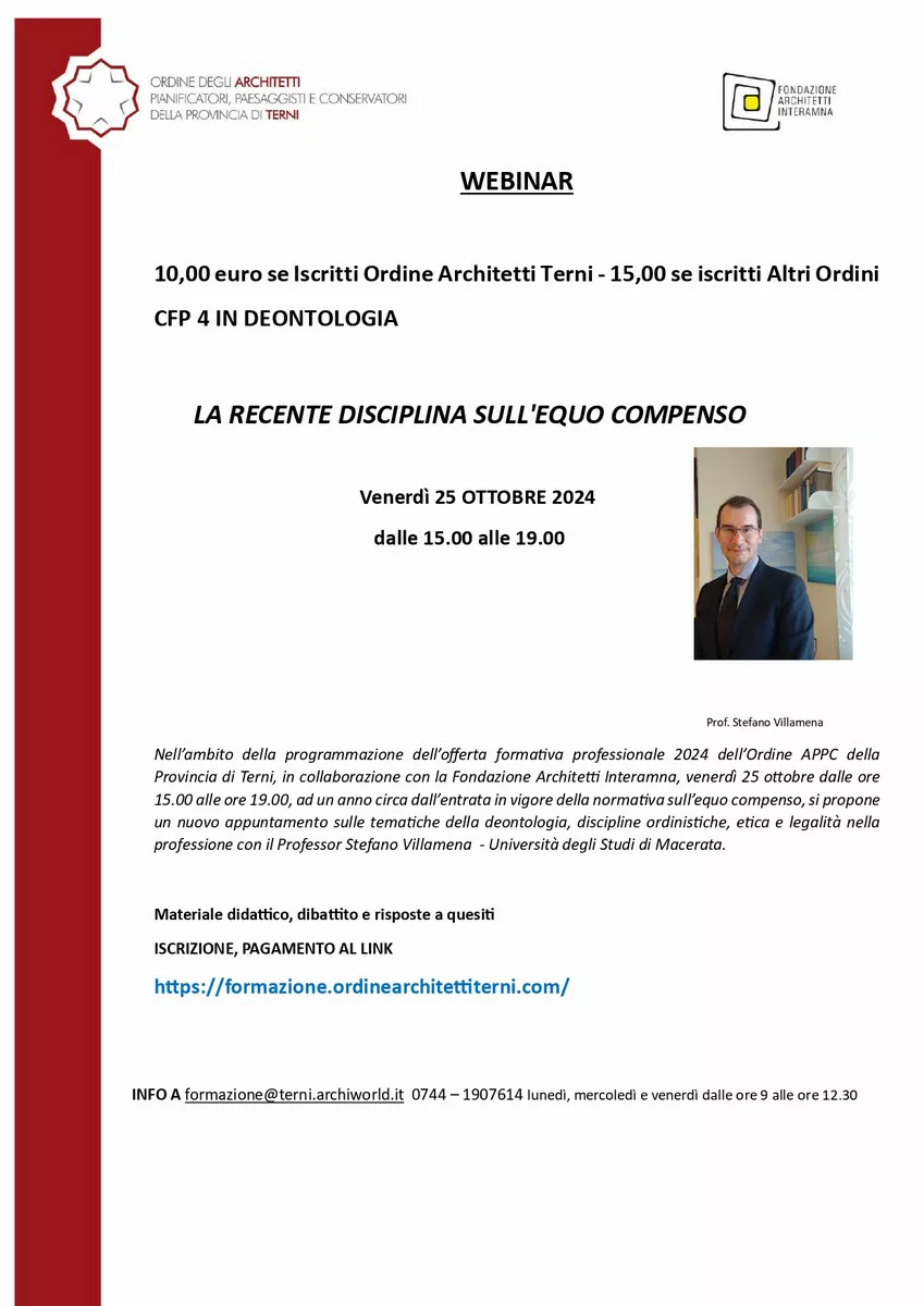 LA RECENTE DISCIPLINA SULL'EQUO COMPENSO-WEBINAR