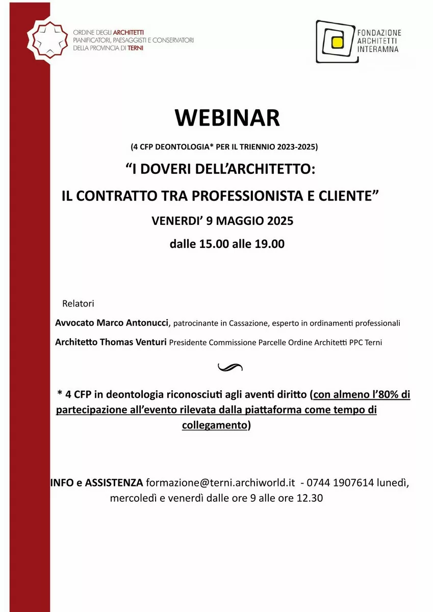 I DOVERI DELL'ARCHITETTO: IL CONTRATTO TRA PROFESSIONISTA E CLIENTE