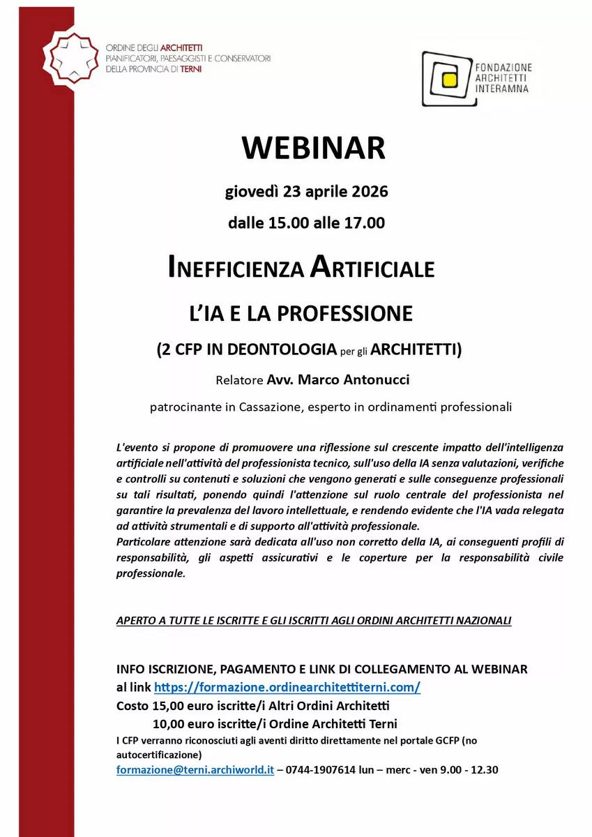 Immagine corso: INEFFICIENZA ARTIFICIALE   L’IA E LA PROFESSIONE