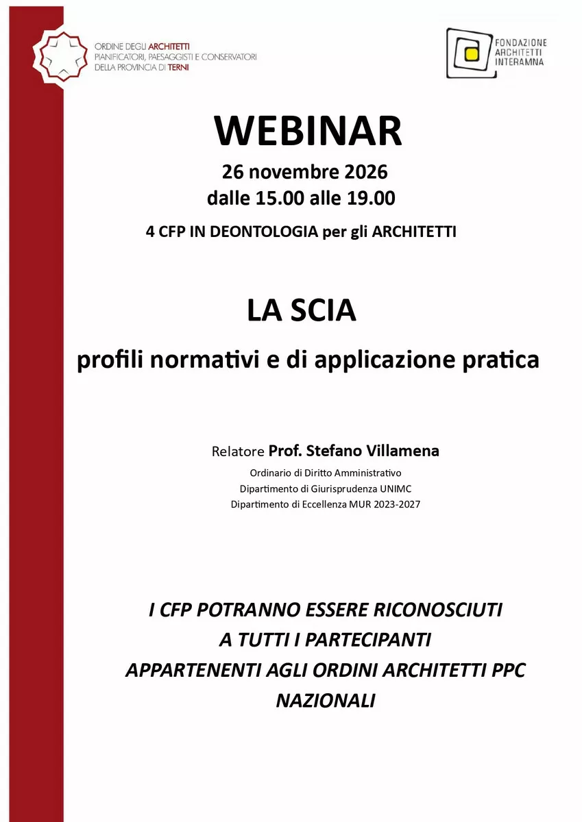 Immagine corso: webinar LA SCIA - profili normativi e di applicazione pratica